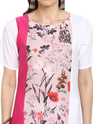 Pink printed crepe kurtis 5