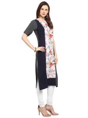 Multicolor printed crepe kurtis 4
