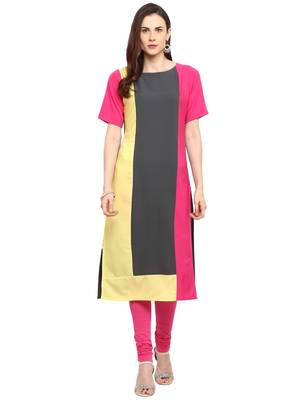 Grey plain crepe kurtis 1