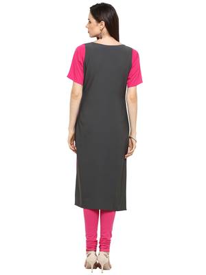 Grey plain crepe kurtis 2