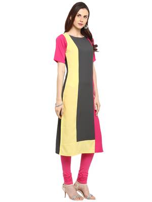 Grey plain crepe kurtis 4