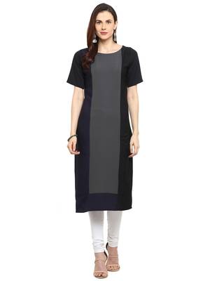 Grey plain crepe kurtis 1