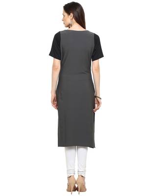 Grey plain crepe kurtis 2