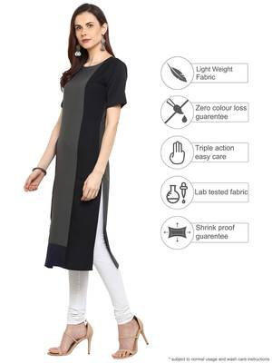 Grey plain crepe kurtis 3