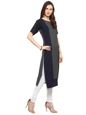 Grey plain crepe kurtis 4