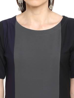 Grey plain crepe kurtis 5