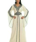 Cream georgette embroidered islamic kaftans