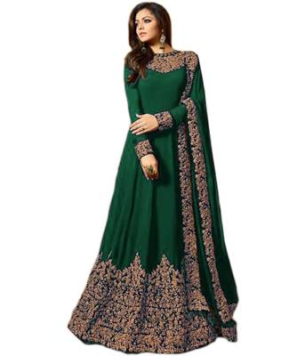 Green Embroidered Faux Georgette Anarkali Salwar Suit 1