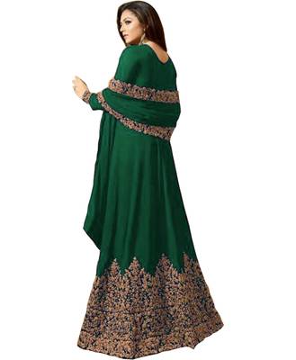 Green Embroidered Faux Georgette Anarkali Salwar Suit 2