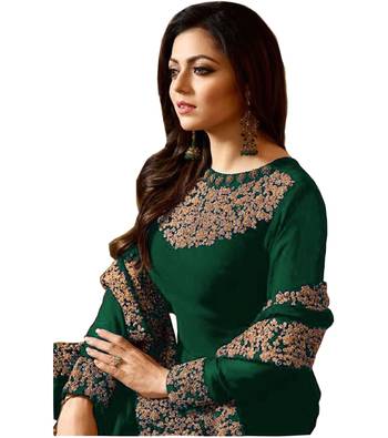 Green Embroidered Faux Georgette Anarkali Salwar Suit 3