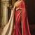 Red embroidered satin saree with blouse