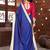 Blue plain art silk saree with blouse