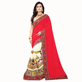 Pink Embroidered Georgette Saree With Blouse 1