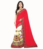 Pink Embroidered Georgette Saree With Blouse