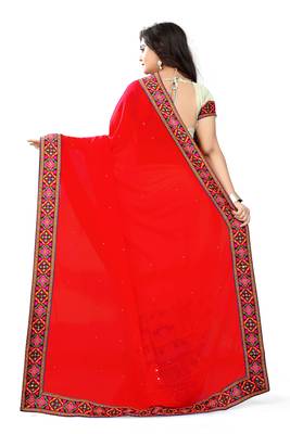 Pink Embroidered Georgette Saree With Blouse 3