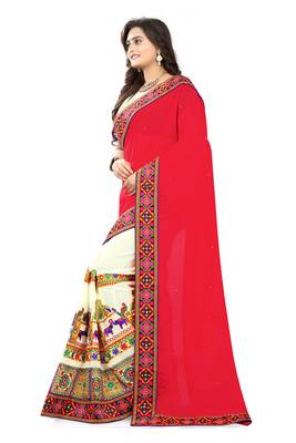 Pink Embroidered Georgette Saree With Blouse 4