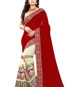 Maroon Embroidered Georgette Saree With Blouse