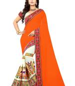 Orange Embroidered Georgette Saree With Blouse