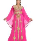 Pink georgette embroidered islamic kaftans