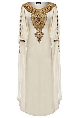 Cream georgette embroidered islamic kaftans 1