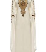 Cream georgette embroidered islamic kaftans