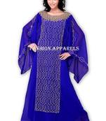 Royal blue georgette embroidered islamic kaftans