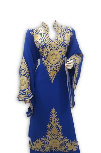Royal blue georgette embroidered islamic kaftans