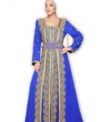 Royal blue georgette embroidered islamic kaftans
