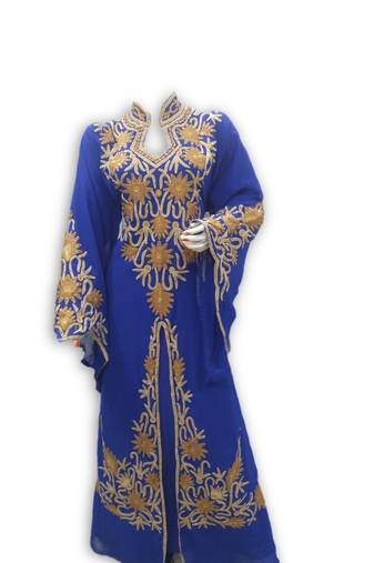 Royal blue georgette embroidered islamic kaftans