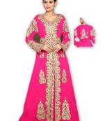 Pink georgette embroidered islamic kaftans
