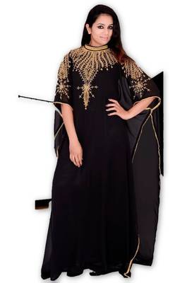 Black georgette embroidered islamic kaftans 1