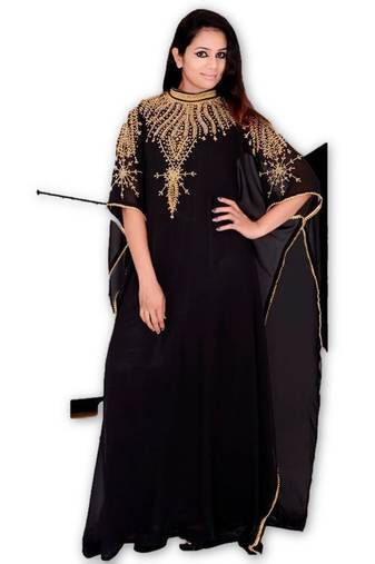 Black georgette embroidered islamic kaftans
