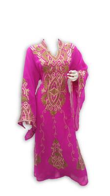 Pink georgette embroidered islamic kaftans 1