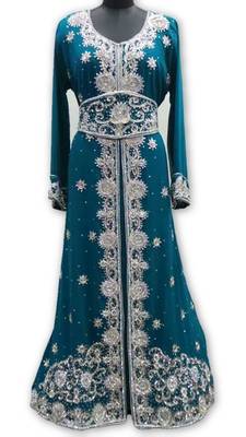 Green georgette embroidered islamic kaftans 1