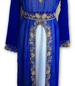 Jacket blue inner cream georgette embroidered islamic kaftans