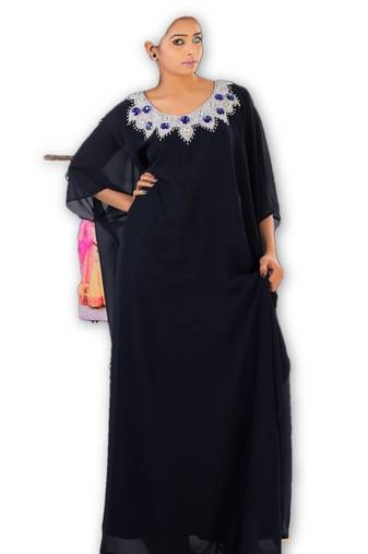 Black georgette embroidered islamic kaftans