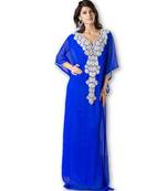 Royal blue georgette embroidered islamic kaftans