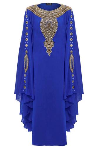 Royal blue georgette embroidered islamic kaftans