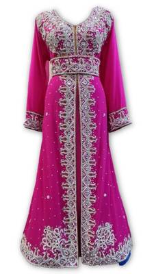 Pink georgette embroidered islamic kaftans 1
