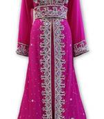 Pink georgette embroidered islamic kaftans