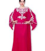 Magenta georgette embroidered islamic kaftans
