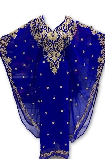 Royal blue georgette embroidered islamic kaftans