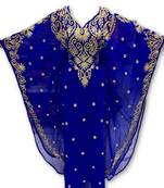 Royal blue georgette embroidered islamic kaftans