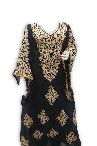 Black georgette embroidered islamic kaftans