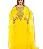 Yellow georgette embroidered islamic kaftans