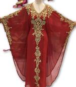 Maroon georgette embroidered islamic kaftans