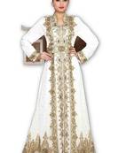 Off White georgette embroidered islamic kaftans