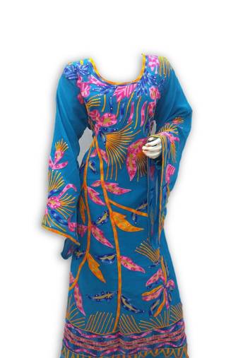 Blue georgette embroidered islamic kaftans
