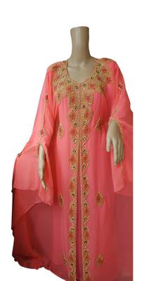 Pink georgette embroidered islamic kaftans 1