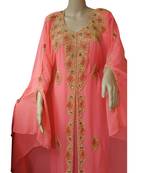 Pink georgette embroidered islamic kaftans